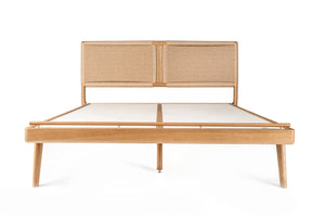 Hardwood White Oak Bed with Kraft Danish Cord Mid-centry Modern Handmade Custom